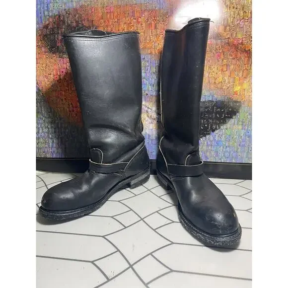 Vtg bike Buckle STEEL TOE Nylon Corded ENGINEER Motorcycle BOOTS 11.5